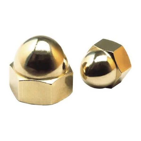 Zoro Select Extra Low Crown Cap Nut, 5/16"-18, Brass, Plain, 7/16 in H, 10 PK CPB225
