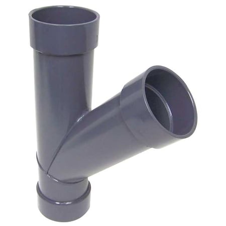 Plastic Supply 4"dia 17.75"L 45 Degrees  PVC Wye Branch, 4 in Duct Dia, Type I PVC, 17-3/4" L PVCW04