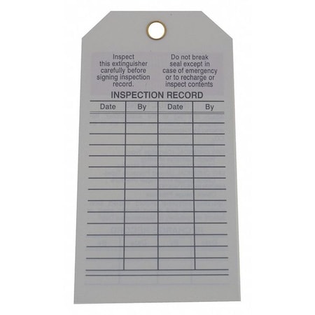 Zoro Select Tag, Fire Extinguisher, Polyester, 5 3/4 in H x 3 in W, White, Rectangle, 25 PK 6U908