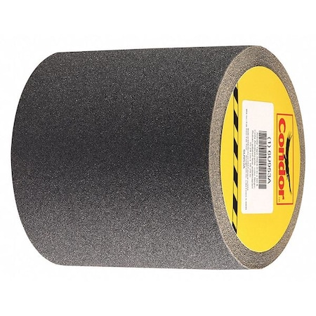 Condor Anti-Slip Tape Polyester 80 Grit Size, Black, 6" W x 60 ft. L, 28 mil Thick GRAN13809