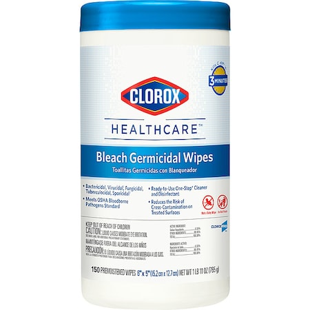 Clorox Germicidal Disinfecting Wipes, 6 x 5", 6 Pack, 150 Wipes/ Pack 30577