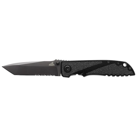 Gerber Folding Knife, Serrated, Tanto, 4-1/4 In. L 31-000372