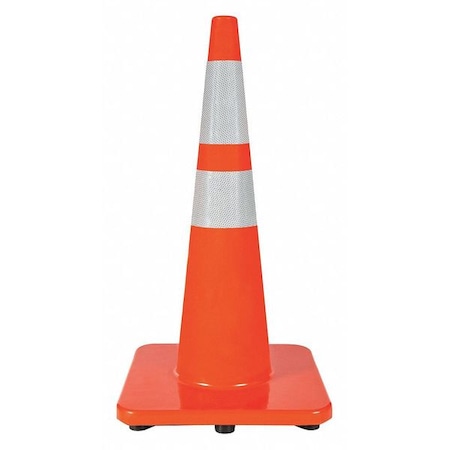 Zoro Select Traffic Cone, PVC, High-Intensity Prismatic, 28 in Height, 10 lb, Orange 6VKH1
