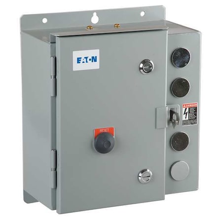 EATON Nonreversing NEMA Magnetic Motor Starter, 3R NEMA Rating, 240V AC, 3 Poles, 1NC/1NO ECN05A2BAA-R63/C