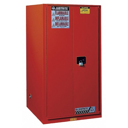 Justrite Hazardous Material Storage Cabinet, 96 gal, 5 Shelves, Steel, 34 in W x 65 in H x 34 in D, Red 896011