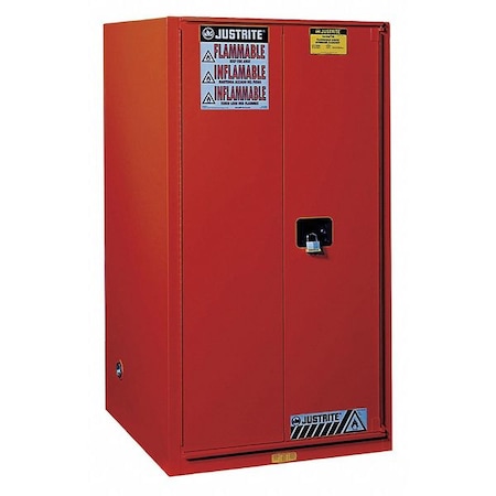 Justrite Hazardous Material Storage Cabinet, 96 gal, 5 Shelves, Steel, 34 in W x 65 in H x 34 in D, Red 896031