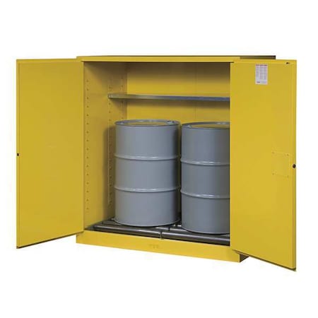 Justrite Hazardous Material Storage Cabinet, 110 gal, 1 Shelves, Steel, 59 in W x 65 in H x 34 in D, Yellow 899170