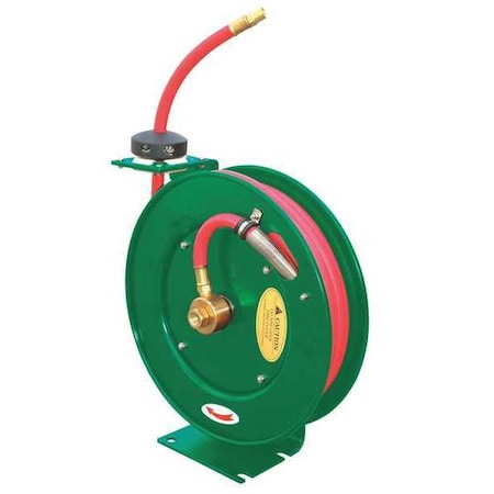 Speedaire Spring Return Hose Reel, 3/8 in Hose Diameter, 35 ft Length, 300 psi Max. Pressure, Brass, Green 6WA70