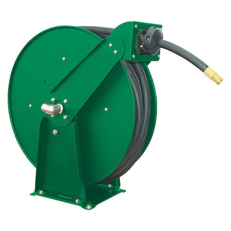 Speedaire Spring Return Hose Reel, 1/2 in Hose Diameter, 100 ft Length, 300 psi Max. Pressure, Brass, Green 6WA74