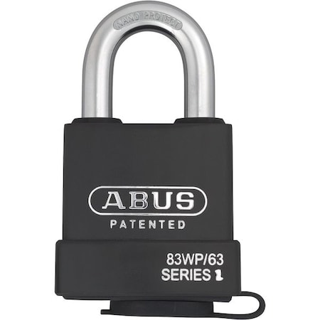 Abus Padlock, Keyed Different, Standard Shackle, Rectangular Hardened Steel Body, Steel Shackle 83WP/63 KD