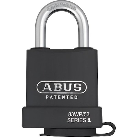 Abus Padlock, Keyed Different, Standard Shackle, Rectangular Hardened Steel Body, Steel Shackle 83WP/53 KD