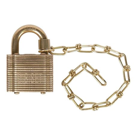 Abus Padlock, Keyed Different, Standard Shackle, Square Brass Body, Brass Shackle, 3/4 in W 41USG-MB/40 KD Chain