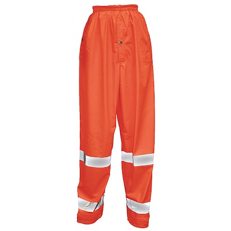 Tingley Hi-Visibility Rain Pants, Polyurethane, 30 in Inseam, Snaps Closure, Orange, Size L P56029