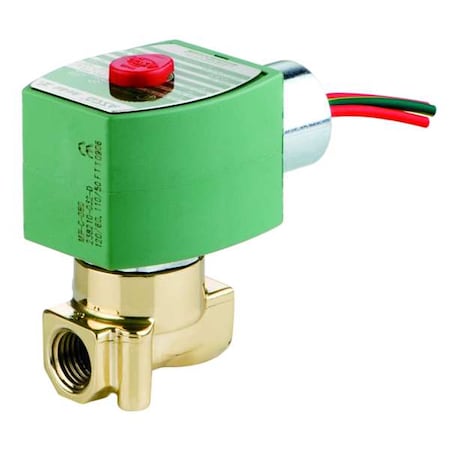 REDHAT 120V AC Brass Fuel Oil Solenoid Valve, Normally Closed, 1/8 in Pipe Size 8262H011V