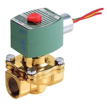 Asco Solenoid Valve, 2-Way, 2-Position, Normally Closed, 1/2 in Pipe Size, 120V AC, High Flow, Brass 8210H106B
