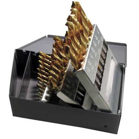 Chicago-Latrobe 29PC 135 Degree Heavy-Duty Cobalt Jobber Length Drill Set Chicago-Latrobe 550-TN TiN HSS-CO 1/16-1/2x1/64 69870