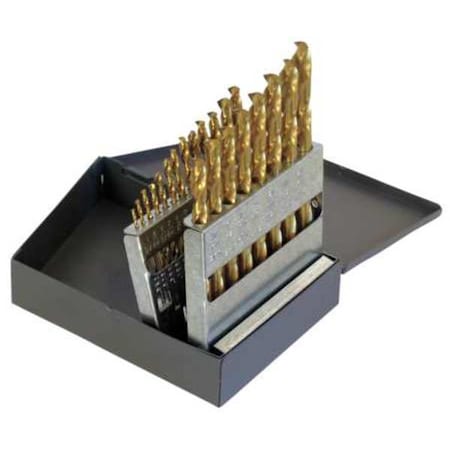 Chicago-Latrobe 21PC 135 Degree Heavy-Duty Cobalt Jobber Length Drill Set Chicago-Latrobe 550-TN TiN HSS-CO 1/16-3/8x1/64 69892