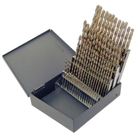 Chicago-Latrobe 60PC 135 Deg HD Cobalt Screw Machine Lngth Drill Set Chicago-Latrobe 559 Straw HSS-CO 8%, N1-No 60 69854