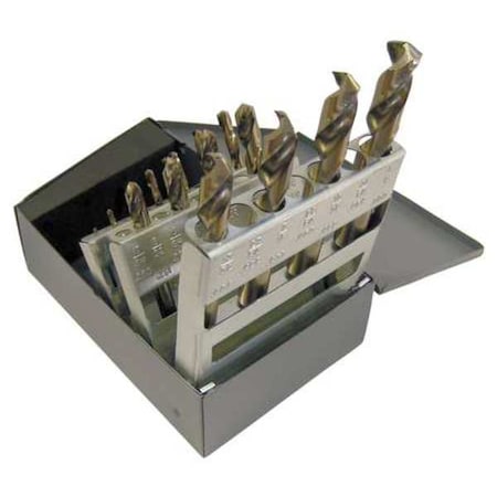 Chicago-Latrobe 15PC 135 Degree Heavy-Duty Cobalt Screw Machine Drill Set Chicago-Latrobe 559 Straw HSS-CO 1/16-1/2x1/32 69856