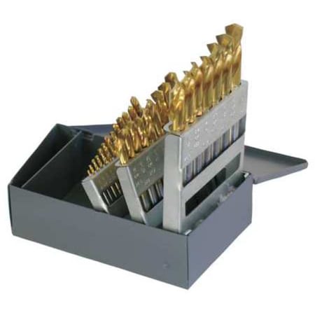 Chicago-Latrobe 29PC 135 Degree Heavy-Duty Screw Machine Length Drill Set Chicago-Latrobe 159-TN TiN HSS 1/16-1/2x1/64 54128