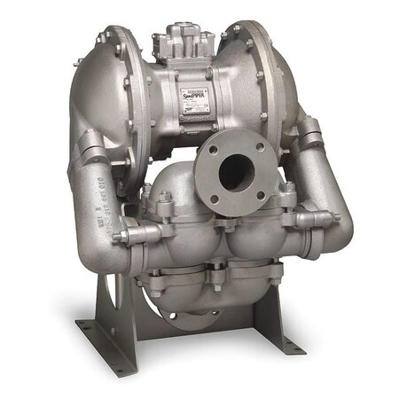 Sandpiper Double Diaphragm Pump, Stainless steel, Air Operated, PTFE, 260 gpm GPM 220 Degrees F HDB3,DGN4SS.