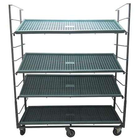 R.W. Rogers Co 2 Sided Slat Stock Cart, Steel/Plastic, 1,200 lb Load Capacity, 4 Shelves, 61 in L, 24 in W RWR-PRE-859G