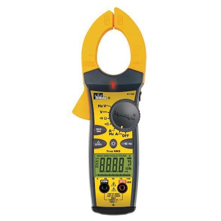 Ideal Clamp Meter, 4 Digit LCD, 660 A, 1.4 in (36 mm) Jaw Capacity 61-765GA