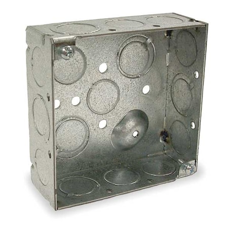 Raco Electrical Box, Square, 2 Gangs, Galvanized Zinc, 1-1/2 in D, 4 in W, 4 in L, 21 cu in Capacity 189