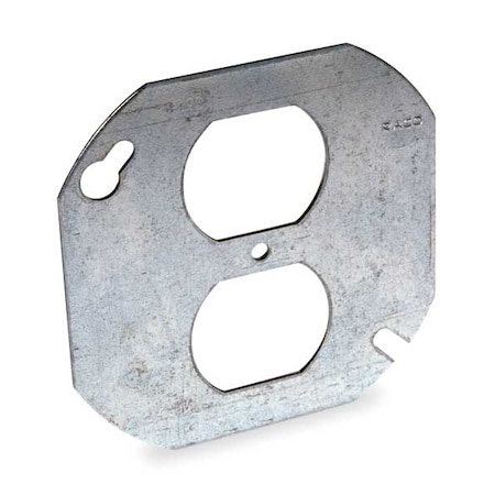 Raco Box Cover, Octagon Box Type, 2 Gang, Galvanized Steel, Duplex Receptacle Cover Type 731