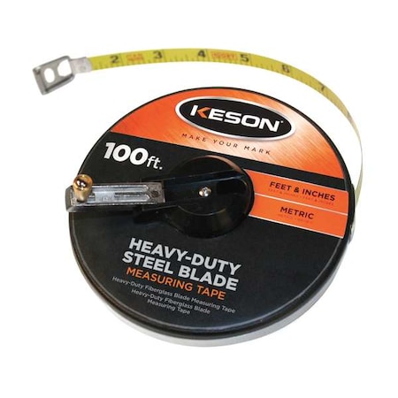 Keson 100 ft/30m Tape Measure, 3/8 in Blade ST10018M