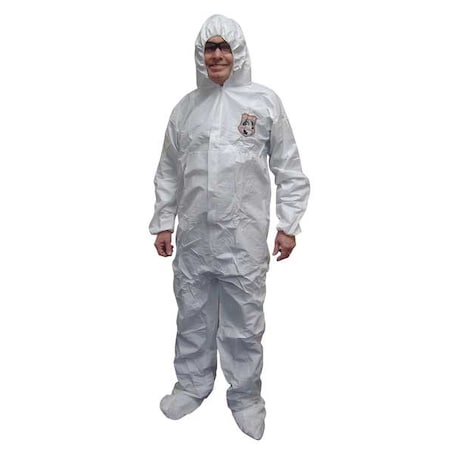 International Enviroguard Disposable Coverallss, Hooded Coverall, XL, Microporous Laminate, Elastic Wrist, Serged Seam, White 8019-XL