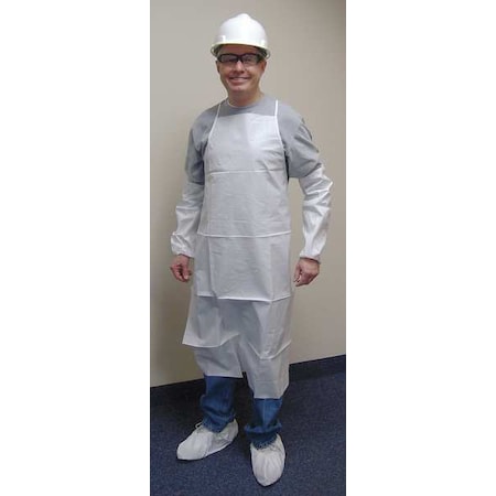 International Enviroguard Disposable Bib Apron, Microporous Fabric, Serged, 46 in, White, Universal, 100 PK 802448