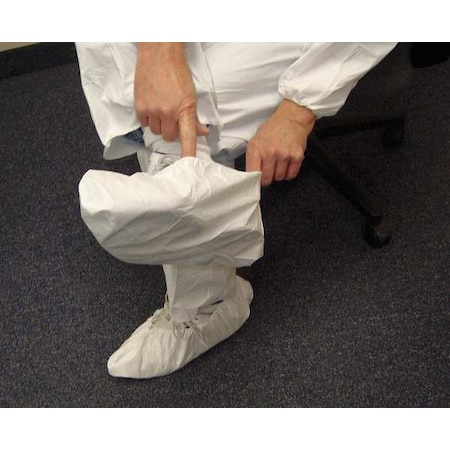 International Enviroguard Disposable Shoe Covers, Microporous, White, Slip Resistant Sole: No , L 8101
