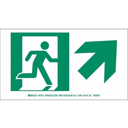 Brady Exit Sign, Polyester, 9" W, 5" H, No Legend, White 81915