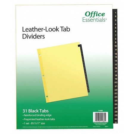 Office Essentials Office Essentials Black Leather Tab Dividers 7278211485