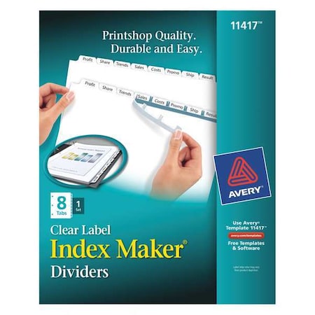 AVERY Avery® Index Maker® Clear Label Dividers 11417, 8-Tab Set, White 7278211417