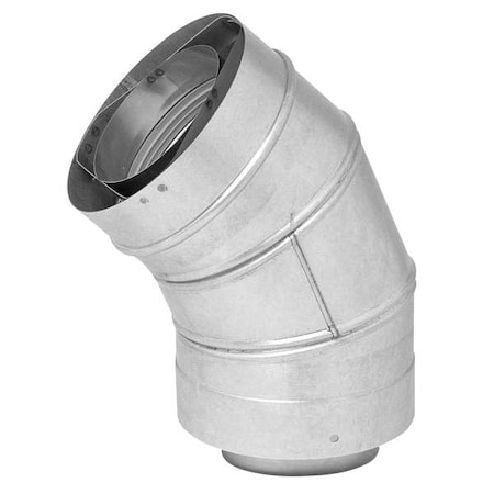 Metal Fab Vent Pipe Elbow, 45 Degree, 6In L, 3In Dia. RTG20151GB