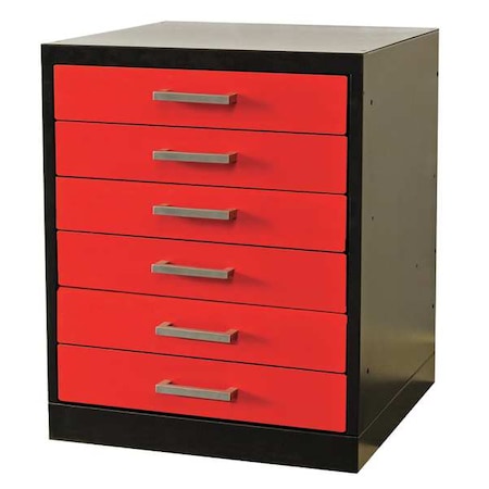Hallowell Drawer Pedestal, 18 x 24 x 32H, Black/Red FKWP8432-6D-ME