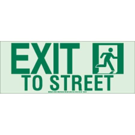 Brady Exit Sign, Aluminum, 18" W, 7" H, Exit To Street, White 81845