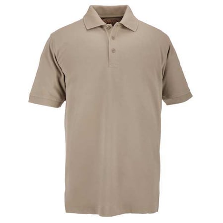 5.11 Tactical Polo Shirt, 100% Cotton, Button, Tan, XL 41060