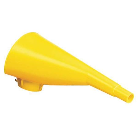 Eagle Mfg Funnel, 9 in Lg, 1 1/8 in Spout Outside Dia., Polyethylene, Yellow F15FUN