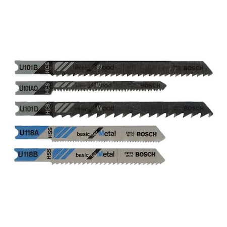Bosch Jigsaw Blade Set, High Carbon Steel, PK5 U502A5
