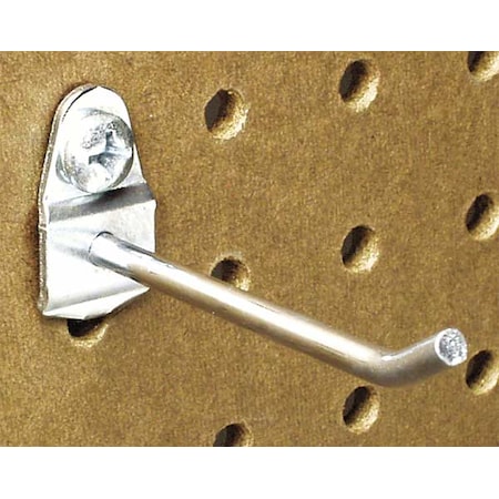 Triton Products Single Rod Pegboard Hook, 2-1/2 in L, 1-1/2 in H, 3/4 in W, Circle, Steel, Silver, PK10 71313