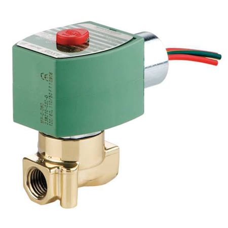 Asco Solenoid Valve, 2-Way, 2-Position, Normally Closed, 1/4 in Pipe Size, 120V AC, High Flow, Brass 8262H013V