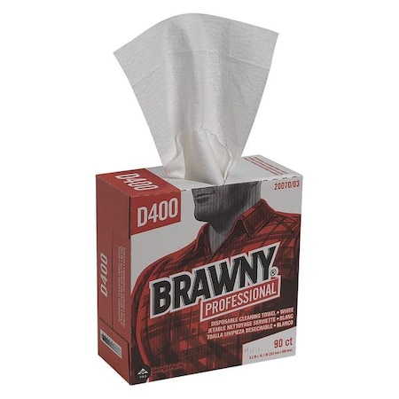 Georgia-Pacific Dry Wipe, Brawny Pro, Dispenser Box, Double Recreped DRC, 90 Wipes, 9 1/4 in x 16 in, White, 10 Pk 20070/03