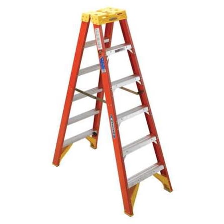 WERNER 4 ft Fiberglass Twin Stepladder, 300 lb Capacity T6204