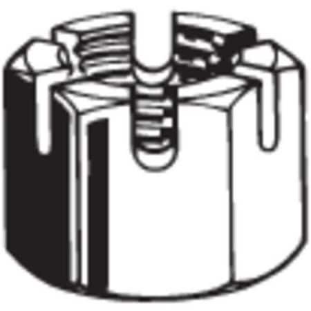 Zoro Select 1"-8 Grade 5 Plain Finish Steel Round Slotted Castle Nut, 5 pk. U12005.100.0001