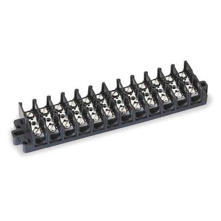 Zoro Select Terminal Strip, 12 Pole, 2 Row, 60 A, 600 V AC, 6 AWG, Screw Termination 6YH93