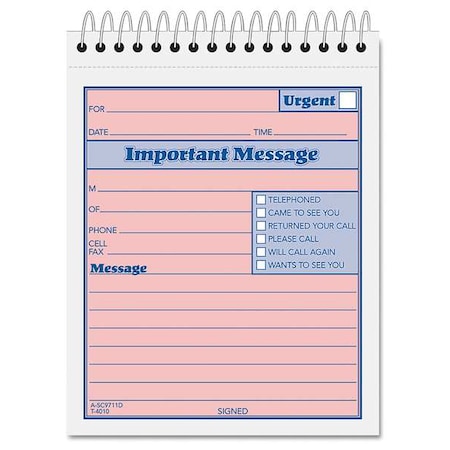Tops Telephone Message Book, 4-1/4 x 5-1/2 TOP4010