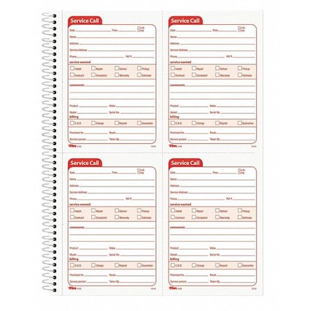 Tops Service Call Book, 4 x 5-1/2 TOP4100 | Zoro